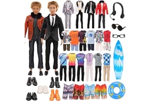 Festfun 21 Doll Clothes Accessories 4 Tops T-Shirt 4 Pants 1 Beach Pants 1 Jacket Set 1 Suit 5 Shoes 5 Accessories Surfboard Glasses Float for 12 Inch Boy Doll Xmas Gift