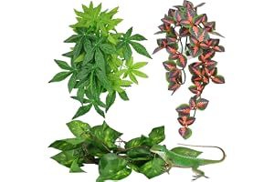 TERRIFI Reptile Plants, Vibrant Hanging Amphibian Plants with Suction Cup for Snake, Bearded Dragons, Toads, Hermit Crab Tanks, Perfect Habitat Decorations for Your Pet Reptiles