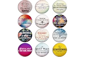 Berkin Arts Set di 12 Calamite da Frigo 3D Simpatici Decorativo Magneti per Frigorifero Durevoli Tondo Citazioni motivazionali di tipografia artistica colorata per ispirazione per Gabinetto