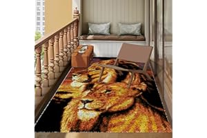 TEHOCWIZ 38x52 cm Kit Tapis Point Noué à Faire Latch Hook Kit de Tapisserie Kits de Crochet de Loquet Tapis Noué à Nouer Soi-Même Kits pour Adultes Débutants Point de Croix