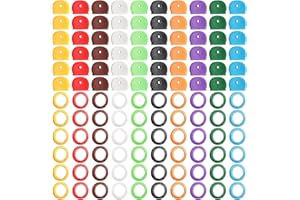 JETEC Set de 120 Cubiertas de Etiqueta de Tapa de Llave Anillo de Codificación de Identificación de Llave de Plástico Cubierta de Tapa de Llave de 10 Colores Surtidos 2 Estilos de Tapas de Llaves