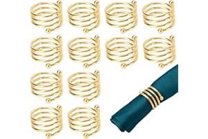 KEAHND 12 Piezas Servilleteros Dorados,Anillos Servilletas,Argollas Para Guardanapos,Servilleteros Dorados Para Servilletas,Anillos Para Servilletas,Napkin Rings,Anillos De Servilleta,Elegantes Servilleteros