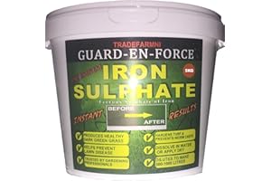 GUARD-EN-FORCE 5KG IRON SULPHATE LAWN FERTILISER, LAWN FEED and GRASS TONIC. All Round Multi-Purpose Sulphate of Iron Lawn Conditioner, Fertiliser, Grass Greener & Turf Hardener