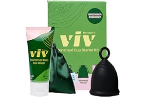 VIV FOR YOUR V. Viv For Your V Premium Soft Menstrual Cups Kit, Flexible Small Period Cup with Ring for Easy Removal, Cleansing Gel Wash, Travel Pouch, Comfortable 12 Hour Wear, Reusable, Medical Grade Silicone
