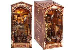GORWOCO8 DIY Book Nook Dollhouse Kit Creative Bookshelf Inserts Miniature Scenes Decor 3D Wooden Puzzle with LED Light DIY House Model Building Kits for Kids Adults (magic world)