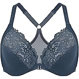 Delimira Women's Front Fastening Bra Lace Non Padded Plus Size Underwire Racerback