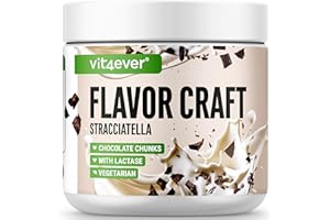 ‎VIT4EVER vit4ever Geschmackspulver Stracciatella mit extra vielen Chunks - 250 g - Leckerer Geschmack und Süße - Vielseitig einsetzbar für Lebensmittel & Getränke - Flavour Powder - FLAVOR CRAFT