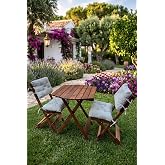 Reyo Premium Katlanır Bistro Masa Sandalye Seti, Masif Ahşap, Ceviz/Beyaz, 3'l&uuml;, Balkon ve Bah&ccedil;e i&ccedil;in, 70x70 cm Masa