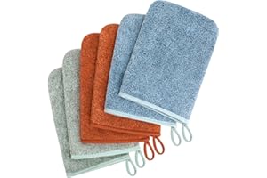 GRBAIN 6 Piezas Manoplas Baño Toallas Baño Toalla Facial Toalla Cara Toalla Microfibra Toallas Lavabo Esponja Bebe Recien Nacido Toalla Desmaquillante Reutilizable Limpieza Facial 15x21cm Franela-A