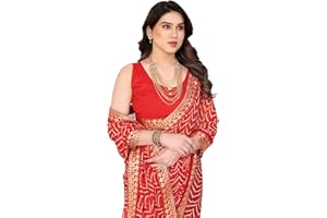 Yashika Bedruckter Saree für Damen, Georgette-Druck, mit Spitzenbordüre und Blusenmaterial