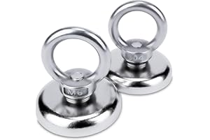 Sensei 2 pièces Aimant néodyme à œillet Ø36 x H36 mm, aimant très puissant dans un boîtier en acier, capacité de charge de 50 kg, crochet aimanté