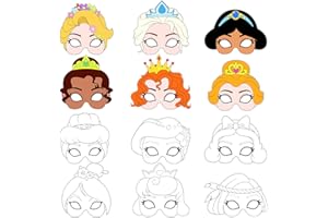 Hifot Maski księżniczki do malowania – prezenty urodzinowe dla dzieci, do kolorowania, Cosplay, dla dziewcząt, zestaw do majsterkowania, na urodziny dziecka i karnawał