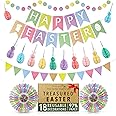 Premium Reusable Easter Decorations - Easter Banner, Easter Bunting, Paper Easter Decorations Home - Easter Egg Hunt Decorations, Easter Tree Decorations, Easter Table Decorations - Spring Decorations