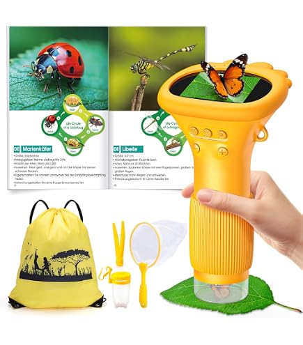 Produktbild von Globus Kinder Kinder Mikroskop Set Mit 1200x Vergrößerung & LED Licht – Inkl. Zubehör & Telefonhalter Handy Mikroskop Kinder