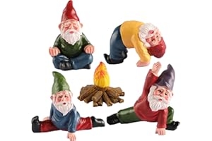 YARCHONN Lot de 5 Nains de Jardin Miniatures en résine, décoration d'elfe Amusante pour terrasse, Cour, pelouse ou décoration de Jardin (série Yoga)