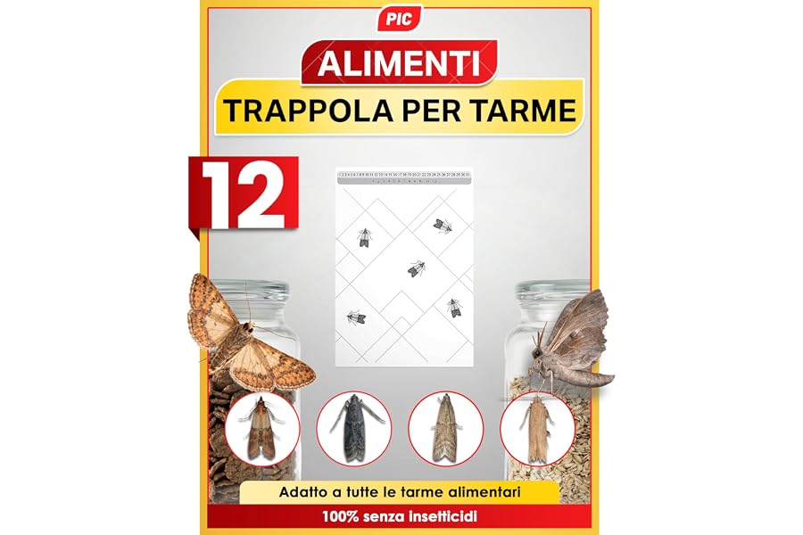 PIC Trappole Farfalline Alimentari 12x – Antitarme per Cucina e Dispensa | Senza insetticidi, cattura le farfalline del cibo,