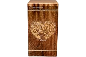 Hind Handicrafts Herzförmiger Baum des Lebens Holzurnen für menschliche Asche Erwachsene groß – Palisander-Urne für Asche – Begräbnisurne für Kolumbarium – Beerdigungsurnenbox (Baum, 113 kg –
