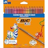 BIC Kids Evolution Stripes Kuru Boya Kalemi, 24'l&uuml; Kutu, Kıymık Oluşturmaz, &Ccedil;iğnemeye Karşı Dayanıklı, Kolay A&ccedil;ılır
