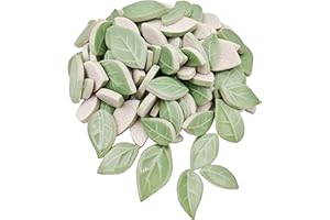 YOZIEMQ Carreaux de mosaïque en céramique en forme de feuille 500 g pour travaux manuels, décoration de la maison ou travaux manuels, fournitures de fabrication de mosaïque. (Vert clair)