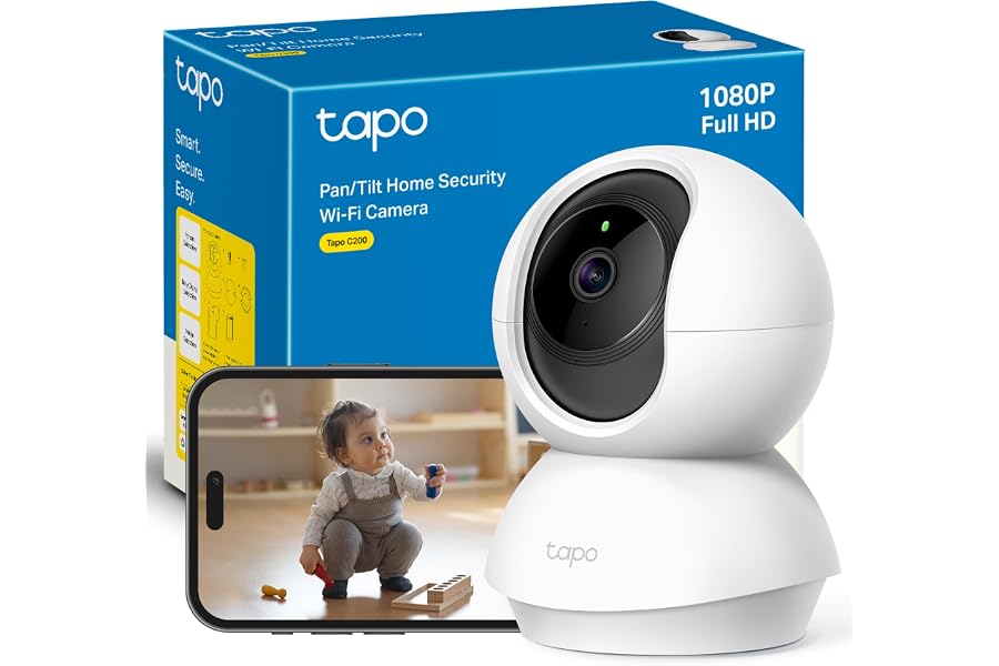 Tapo C200 - Cámara IP WiFi 360° Cámara de Vigilancia FHD 1080p,Visión Nocturna, Notificaciones en Tiempo Real, Admite Tarjeta