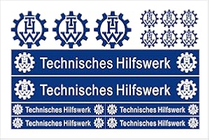 PURE PRINT CUT THW Aufkleber Set 15-teilig – Hochwertige Klebefolie – Für Bobby Car, Fahrrad & Helm – Perfekt für Kinder & Modellbau – Einfache Anwendung (THW)