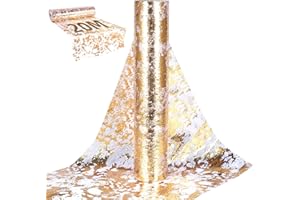 Foonii Vlies Tischläufer Gold (30cm x20m) Tischläufer Papier Outdoor Tischband Tischdeko Tischdecke ,Dekorationen für Geburtstage, Hochzeiten und besondere Anlässe