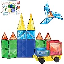 PicassoTiles 100-piece set of 100 magnetic building blocks, clear magnets, 3D building blocks, construction boards, creativity beyond imagination, inspiration, recreation, education
