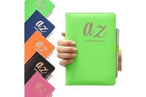 EVELAY Rubrica telefonica dalla A alla Z, con copertina rigida e penna, formato A5, per casa, ufficio, lavoro, colore: verde