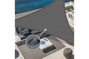 Sunnylaxx 5x5x7m Grafite Tenda a Vela Triangolare Vela Ombreggiante, Impermeabile Vele Parasole Protezione UV 95% per Esterno, Giardino e Terrazza, Piscina