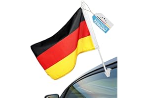 DEKOELFE Premium Autofahne | Autoflagge | Autofensterfahne | Autofensterflagge | Fußball EM 2024 Fanartikel | Deutschland | Auto Fenster Flagge Fahne 45x30cm, MAX. 60 Km/h