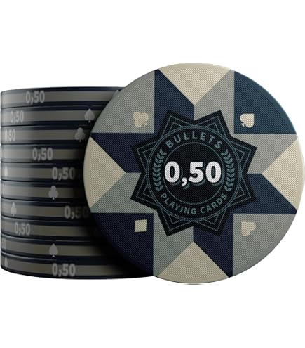 Bullets Playing Cards, Silvio Lot de 25 jetons de poker en céramique pour jeu de poker, avec valeurs, 10 g, 4 cm de diamètre (noir (valeur : 100