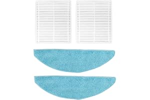 THEOUTLETTABLET Roboparts® Recambios compatibles con Robot Aspirador Cecotec Conga 7490 Ultimate / 8490 Ultimate. 2 mopas de fregado y 2 Filtros Hepa