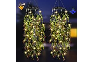 KagoLing Solarlampen für Außen, 2 Stück Hängepflanze Künstlich mit Lichterketten, IP65 Wasserdicht Solarlaterne für Außen, Geschenke für Frauen, Ideal für Weihnachten Partys Hochzeiten Gartendeko