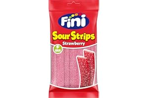 Fini Lenguas de Fresa | Cintas de Regaliz Cubiertas de Pica | Bolsa de 125 gr.