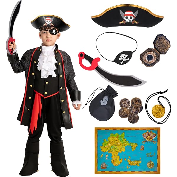 Piratenkostüm Für Jungen – Jacke, Hose, Hut & Weste Für Karneval & Mottoparty
