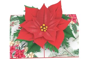 MOKIO® Biglietto di Natale Pop-Up – Fiore della Stella di Natale – Biglietto Natalizio 3D come confezione per un buono o un regalo in denaro, Biglietto con fiori di Poinsettia