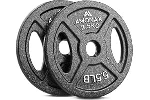 Amonax Set Di Dischi Pesi, Pesi Ghisa Dischi Palestra Da 2,5kg, 5kg, 10kg per Barre Olimpiche Da 25 Mm / 50mm, Pesi per Bilanciere per Sollevamento E Hip Thrust, Dischi per La Tua Palestra Domestica