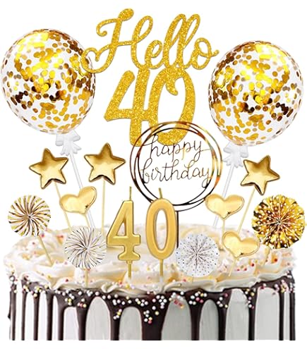 40 stuks gouden vuurwerk, cupcake-toppers, glittertaartdecoratie voor