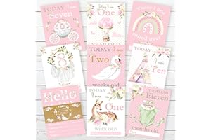 PERSONAL MOMENTS Swan Princess Baby Girl Milestone Cards - Elegant Newborn Memory Moments Set - Perfect Cherished Keepsake for Baby Girls - Unique First Year Celebration Cards