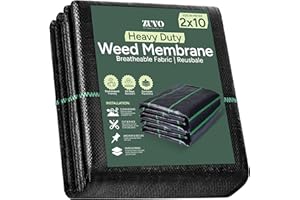 Zuvo - Weed Membrane (2M X 10M) - Heavy Duty Weed Control Fabric 110 GSM - UV Stabilised Landscape Sheet For Patios and Garden - Easy To Cut And Install Black Plastic Sheeting