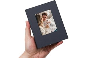 Remowith Album Photo 100 Pochettes 10x15 cm en Toile avec Fenêtre – Petit Carnet Photo – Bleu Gris