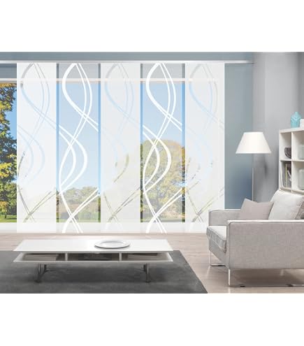VISION S Schiebegardinen-Set SEMORA – 3x 260x60 Cm, Halbtransparent In Bambus-Optik, Grau