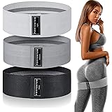 PORTENTUM Elastici fitness, set di 3 fasce elastiche fitness antiscivolo in tessuto. 3 livelli di resistenza per Crossfit, Yo