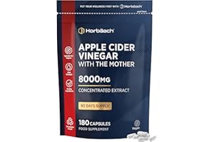 HORBÄACH Apple Cider Vinegar Capsules with Mother 8000mg | 3-Month Supply | High Strength ACV | 180 Vegan Capsules (Not Tablets) | by Horbaach