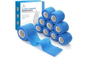 YANGTSUNG 9 Rollen selbstklebende elastische Bandage, 5 cm x 4,5 m, wiederverwendbare kohäsive Bandage, atmungsaktiv, wasserdicht, Sportbandage für Handgelenk, Knöchel, Tierbandage für Pferde, Blau