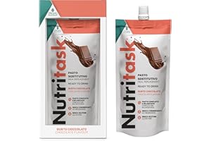 PROMOPHARMA Nutritask – Pasto Sostitutivo Proteico Pronto da Bere - Gusto Cioccolato - Completo, Bilanciato e Ipocalorico - con Vitamine e Sali Minerali - Pouch da 220 g