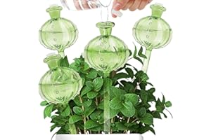 Jazlyvex Plant Watering Devices, Plant Watering Globes Glass Automatic Plant Waterer for Indoor Outdoor Plants (4PCS Green)
