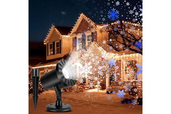 Projecteur LED Flocon de Neige, Lumières de Projecteur de Noël Étanches IP65, Lampe Projecteur Noel exterieur pour Mariage, Noël, Anniversaire, Exterieur et Intérieur Décoration