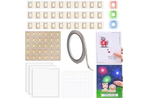 CYFUN DESIGN Kit di 60 adesivi a LED per circuiti luminosi, con 1 rotolo di nastro conduttivo e 3 fogli di strisce adesive in schiuma, per aggiungere luci a biglietti speciali per le vacanze, rosso, blu, verde