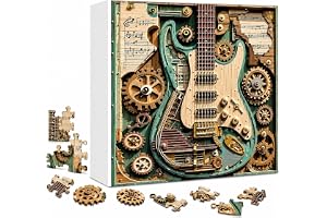 Gears and Strings pussel, Steampunk gitarrpussel | 1000 delar, steampunk mekaniskt konstverk, för vuxnas hemmadekor